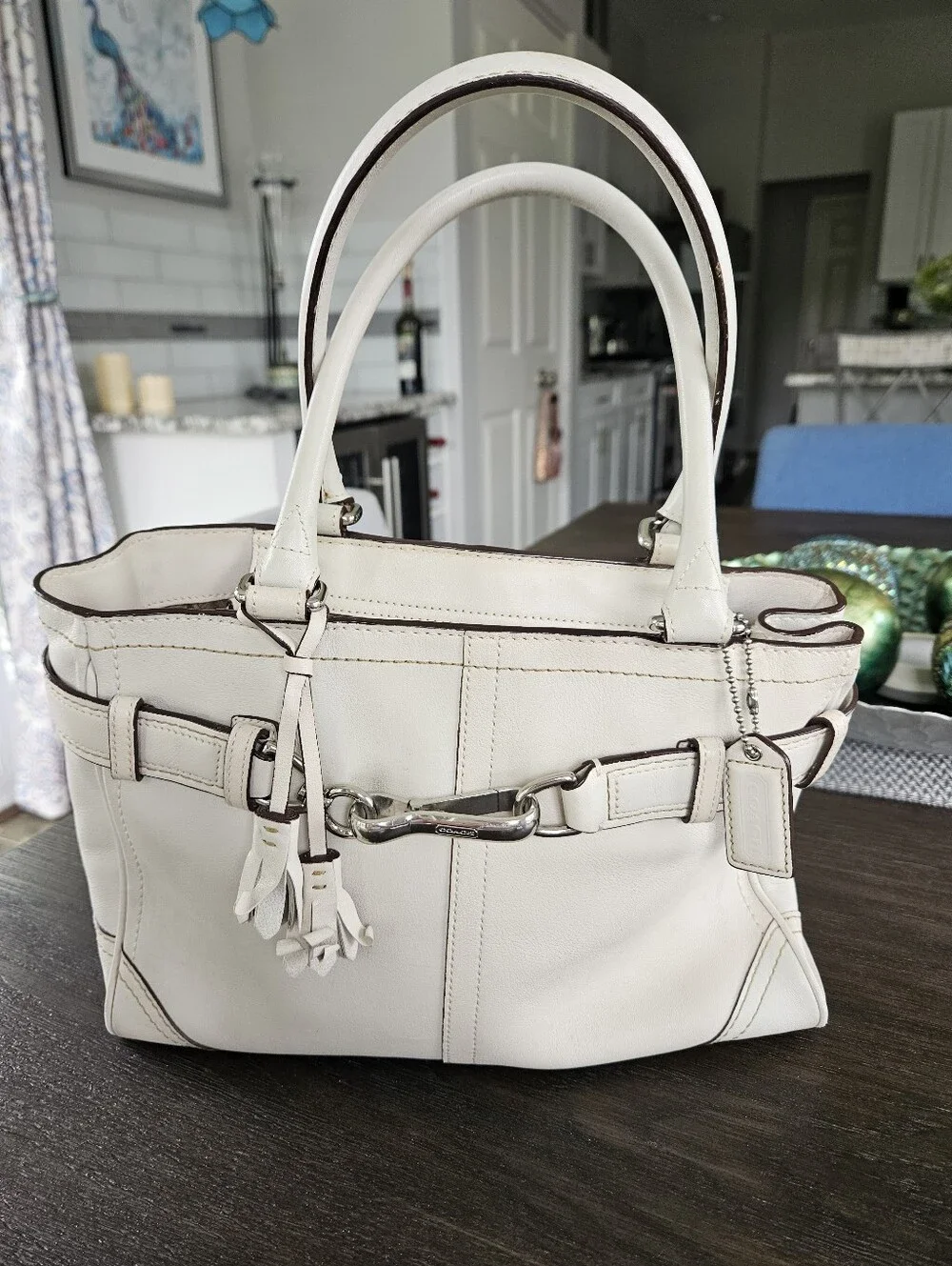 Coach Hampton Stone Colored Leather Satchel - Picture 1 of 11